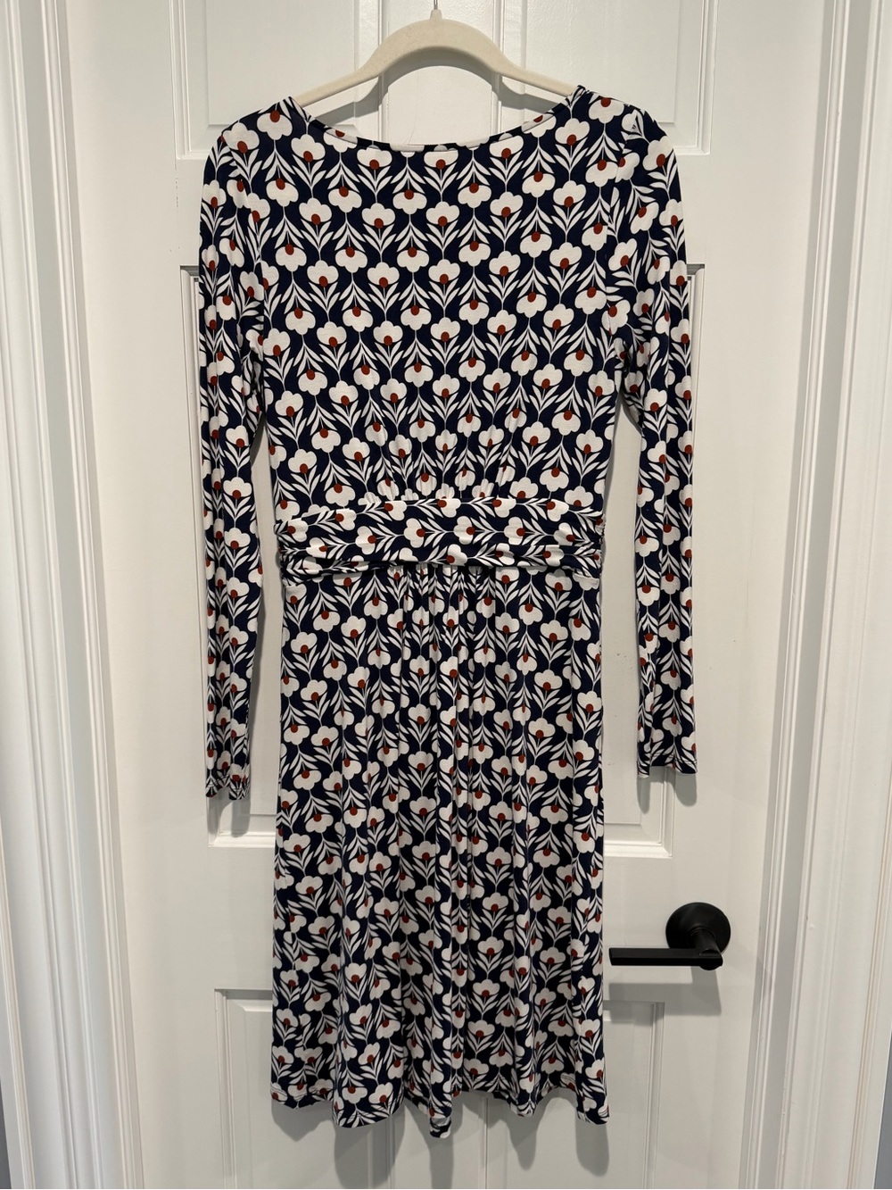Boden Abigail Long Sleeve Jersey Dress Navy Mod Floral Print Size US 4 - Picture 5 of 7
